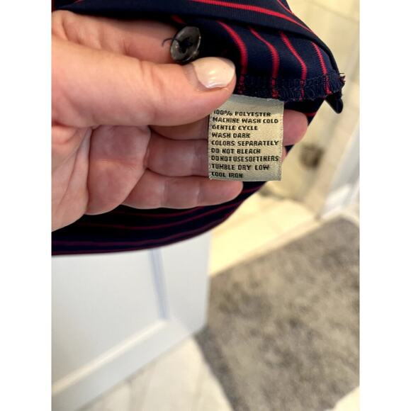 Daniel Ross Red Navy Striped Golf Polo Shirt Men's Size Medium M - Picture 4 of 5